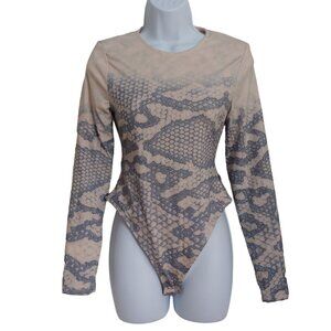 By Egreis Long Sleeve Snake Print Dance Leotard Bodysuit M NWT